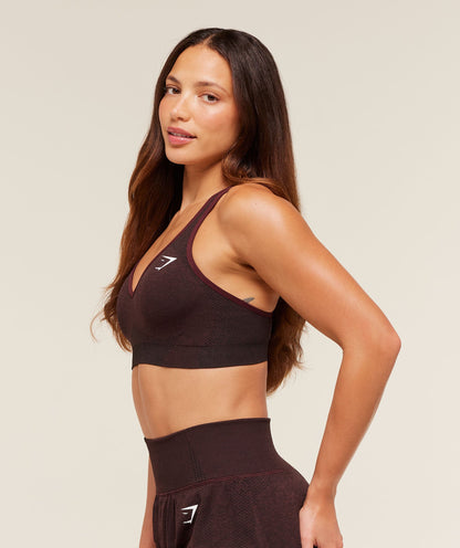 Gymshark Vital V Neck Sports Bra - Rich Maroon/Marl