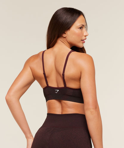 Gymshark Vital V Neck Sports Bra - Rich Maroon/Marl