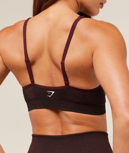 Gymshark Vital V Neck Sports Bra - Rich Maroon/Marl