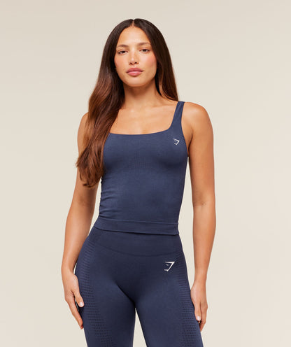 Gymshark Vital Tank With Shelf - Heavy Blue/Marl