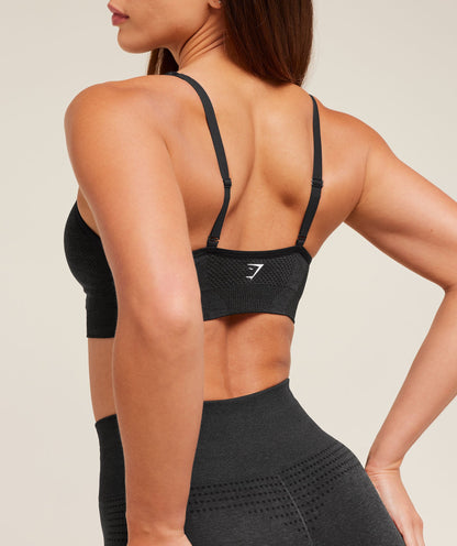 Gymshark Vital V Neck Sports Bra - Black Marl