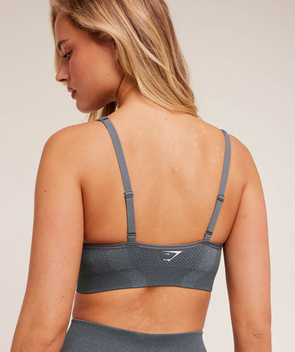 Gymshark Vital V Neck Sports Bra - Strong Grey Marl