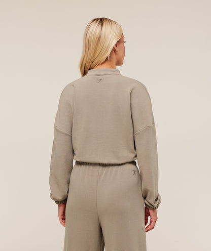 Gymshark Waffle Midi Zip Up Jacket - Lifestyle Brown