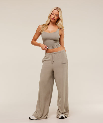 Gymshark Waffle Wide Leg Pants - Lifestyle Brown