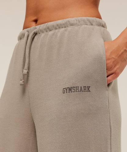 Gymshark Waffle Wide Leg Pants - Lifestyle Brown