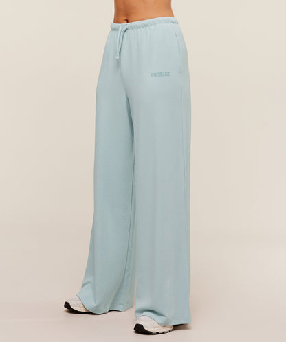 Gymshark Waffle Wide Leg Pants - Smoke Blue