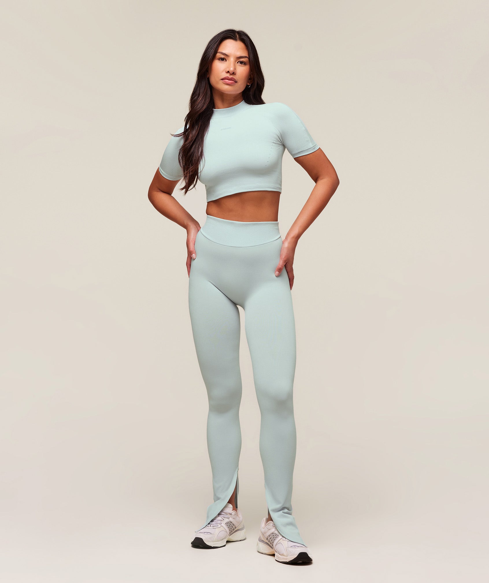 Gymshark everywear Warp Knit Flare Leggings - Frost Blue