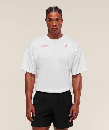 Gymshark Conditioning Club Oversized T-Shirt - White/Energy Pink