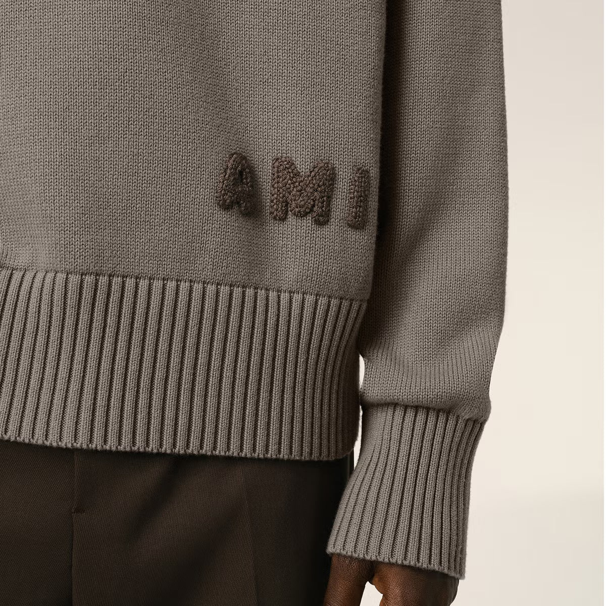 AMI Logo Cotton-Blend Knit Jumper