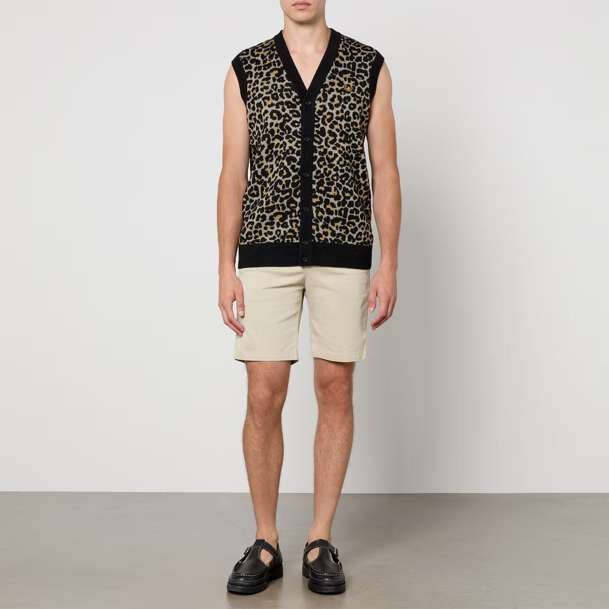 Fred Perry Leopard Cotton-Blend Jacquard Vest