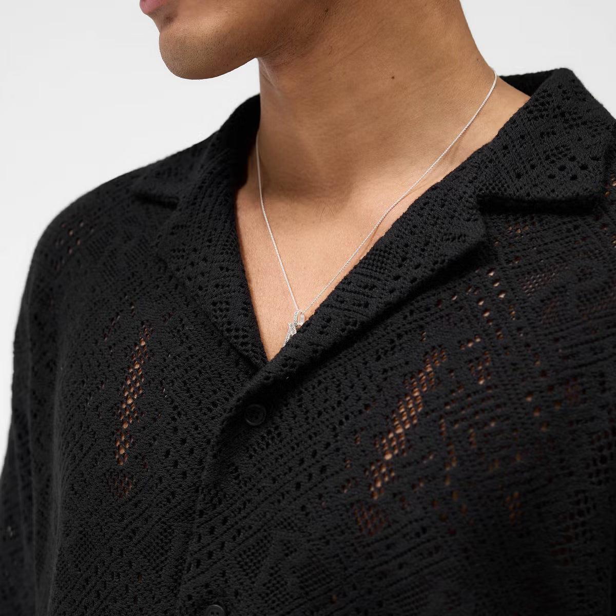 REPRESENT All Over Cotton-Crochet Open-Knit Shirt