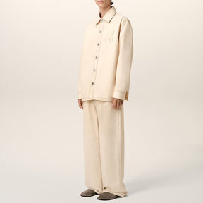 AMI Logo-Appliqué Cotton-Twill Overshirt