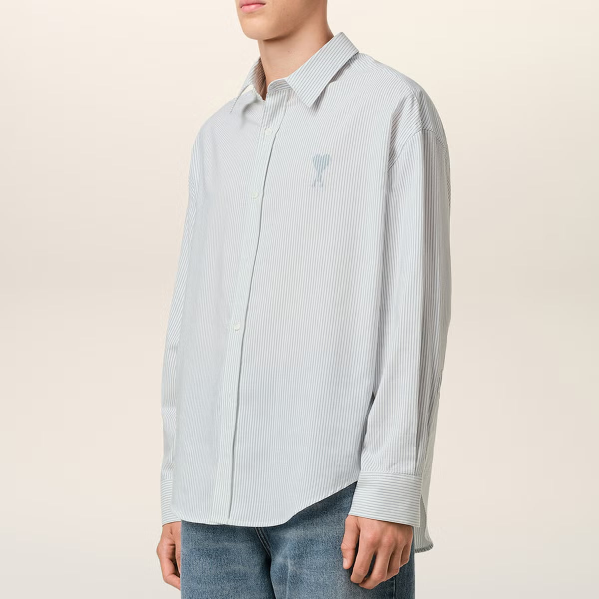 AMI Boxy-Fit Pinstriped Cotton-Poplin Shirt