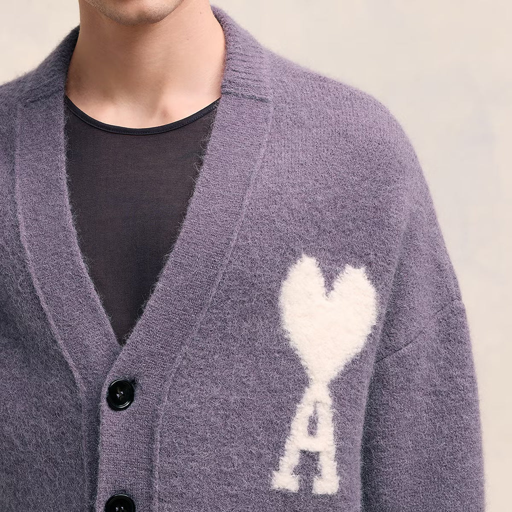 AMI Off White De Coeur Alpaca-Blend Cardigan