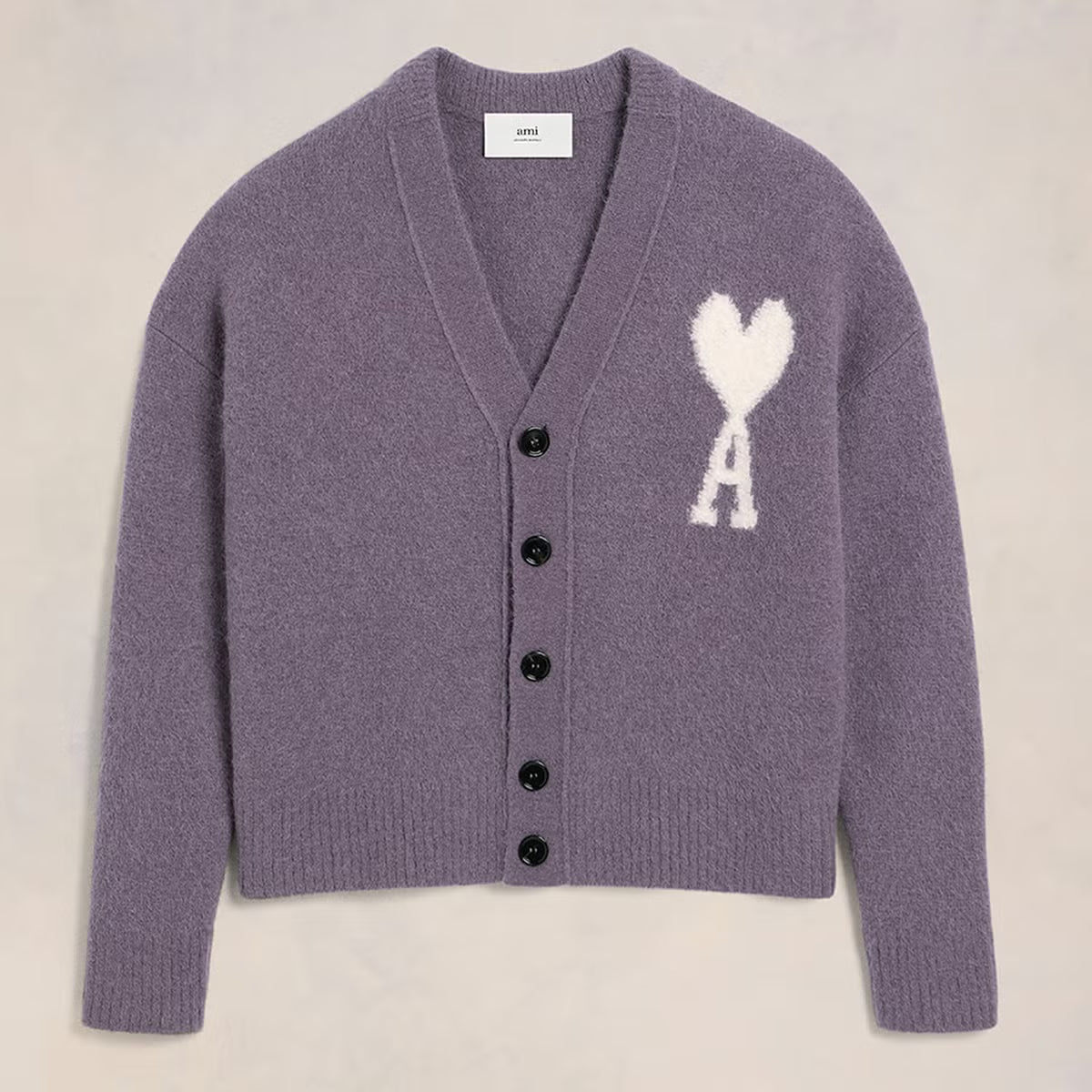 AMI Off White De Coeur Alpaca-Blend Cardigan