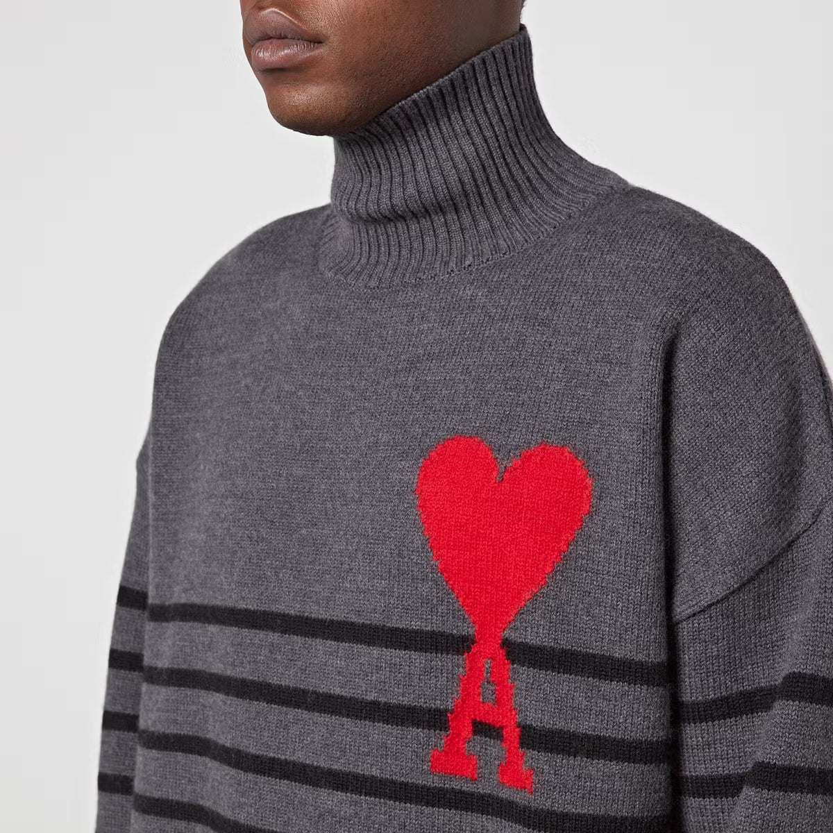 AMI de Coeur Striped Wool Turtleneck Jumper