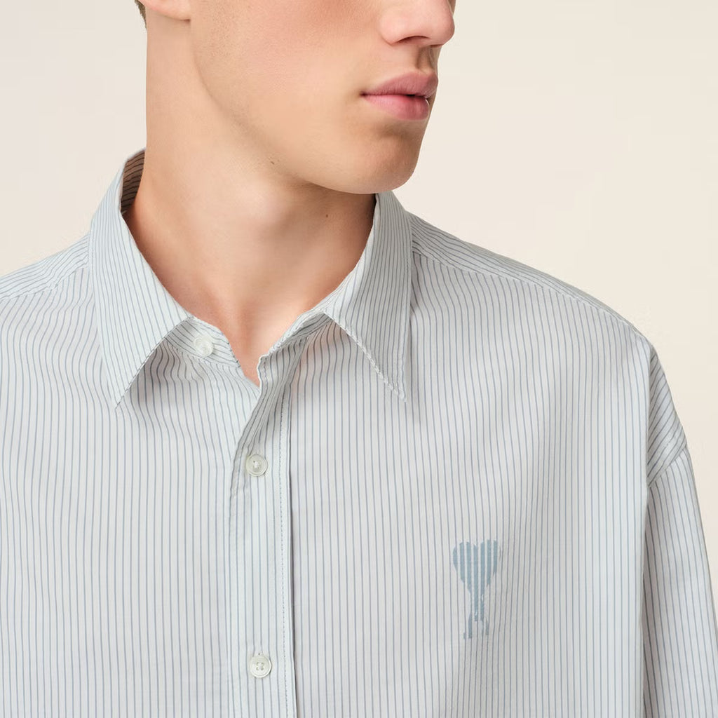 AMI Boxy-Fit Pinstriped Cotton-Poplin Shirt