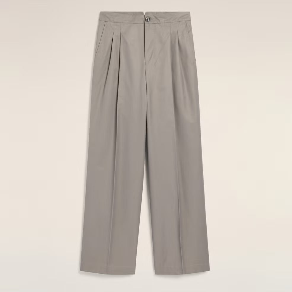 AMI Large Fit Cotton-Satin Trousers