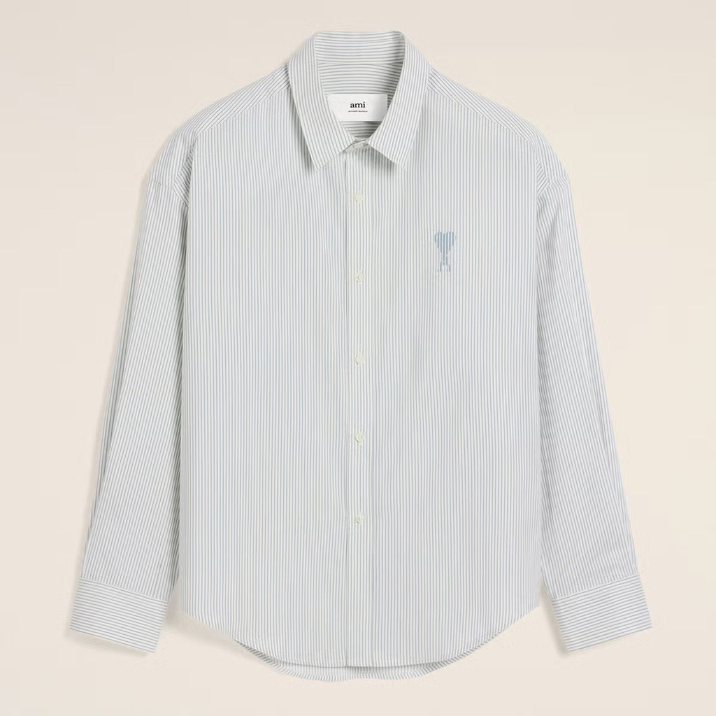 AMI Boxy-Fit Pinstriped Cotton-Poplin Shirt