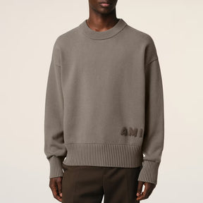 AMI Logo Cotton-Blend Knit Jumper