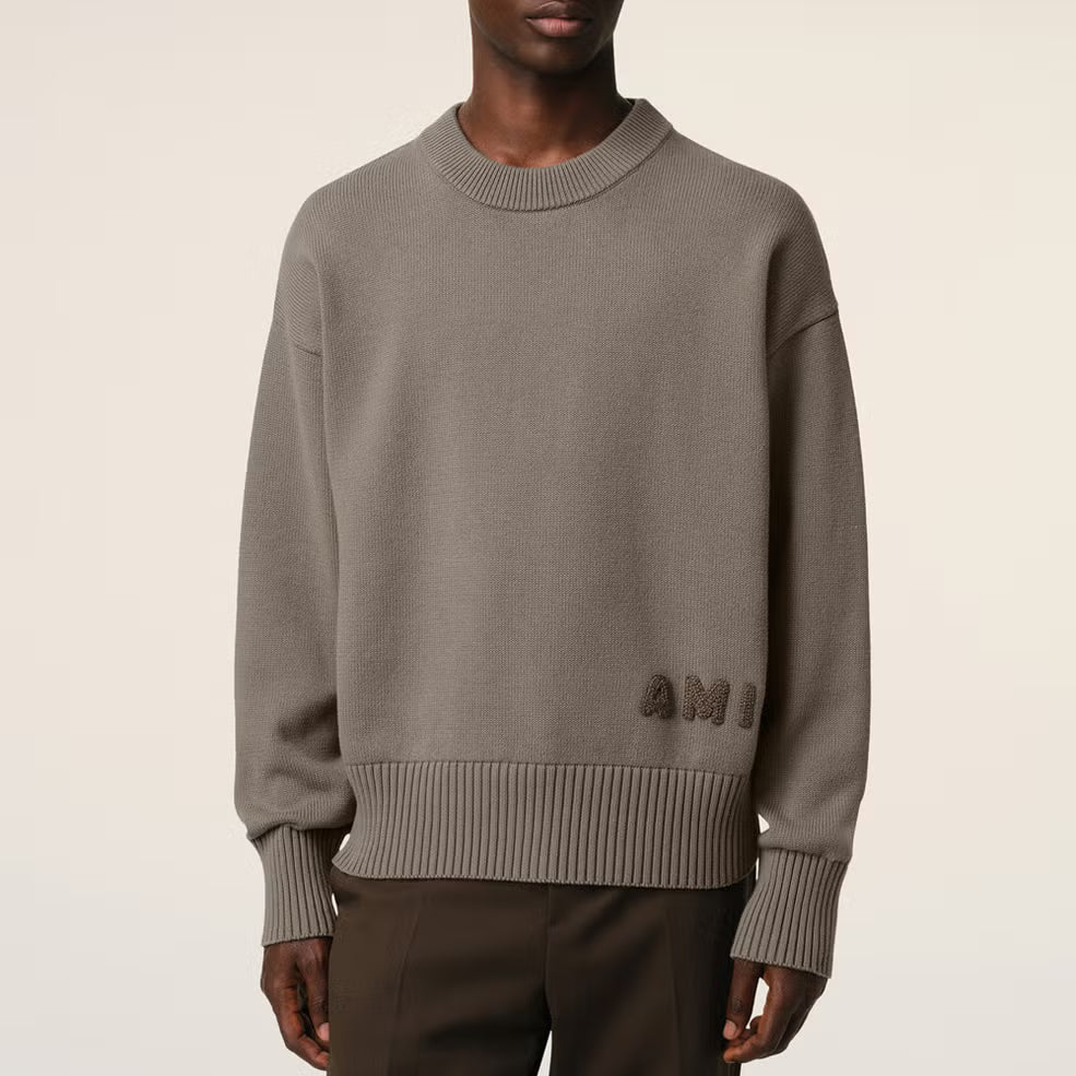 AMI Logo Cotton-Blend Knit Jumper