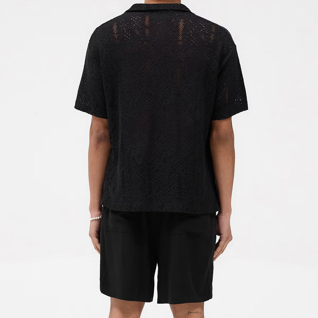 REPRESENT All Over Cotton-Crochet Open-Knit Shirt