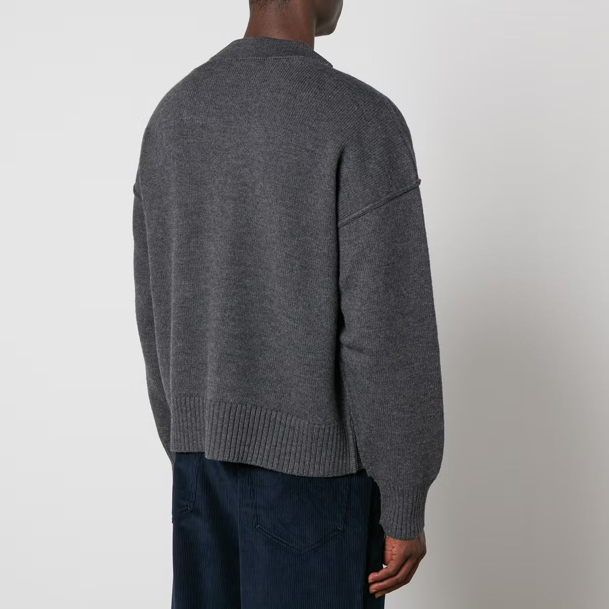 AMI De Coeur Logo Merino Wool Cardigan