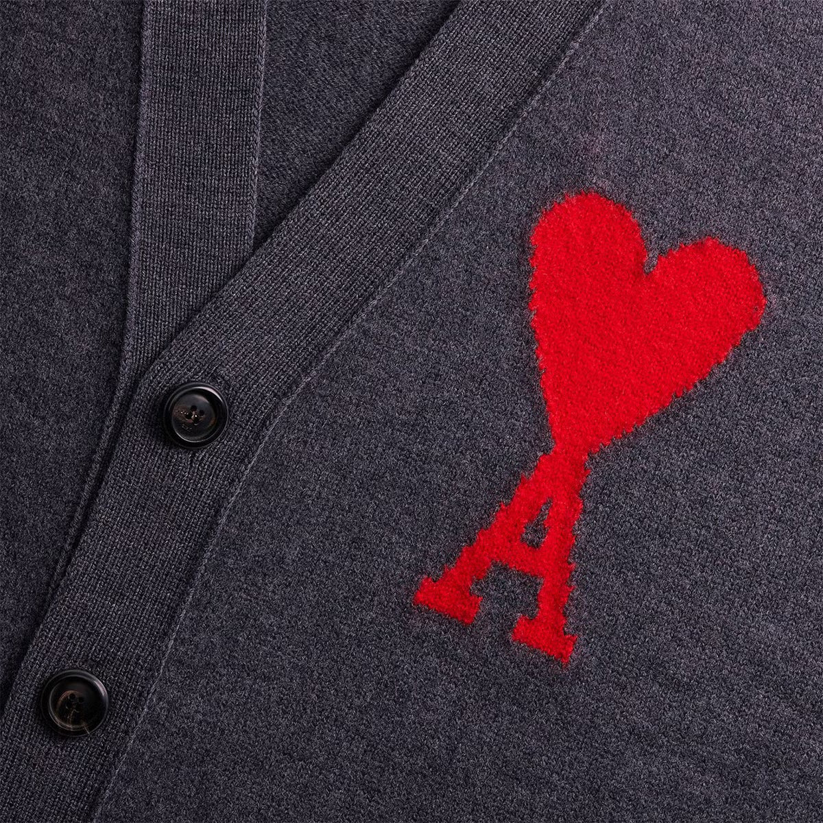 AMI De Coeur Intarsia-Wool Cardigan