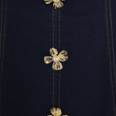 Indigo Denim Buttoned Bandeau Jumpsuit