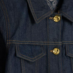 Indigo Denim Long Sleeve Belted Peplum Jacket