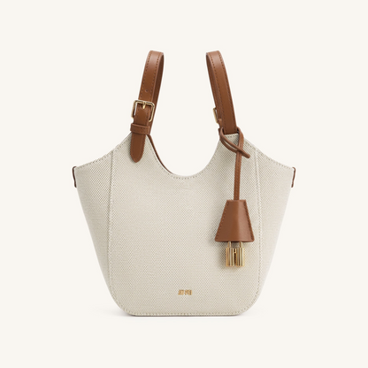 Ines Padlock Tote Bag - Brown Canvas