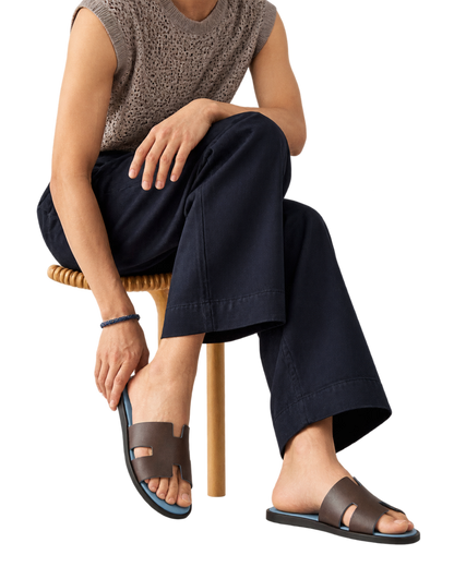 Izmir sandal in Moka / Bleu Jean