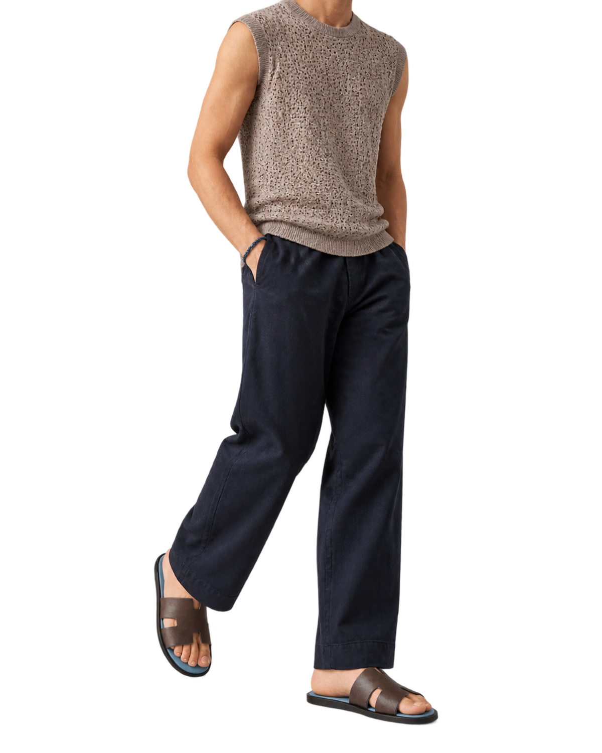 Izmir sandal in Moka / Bleu Jean