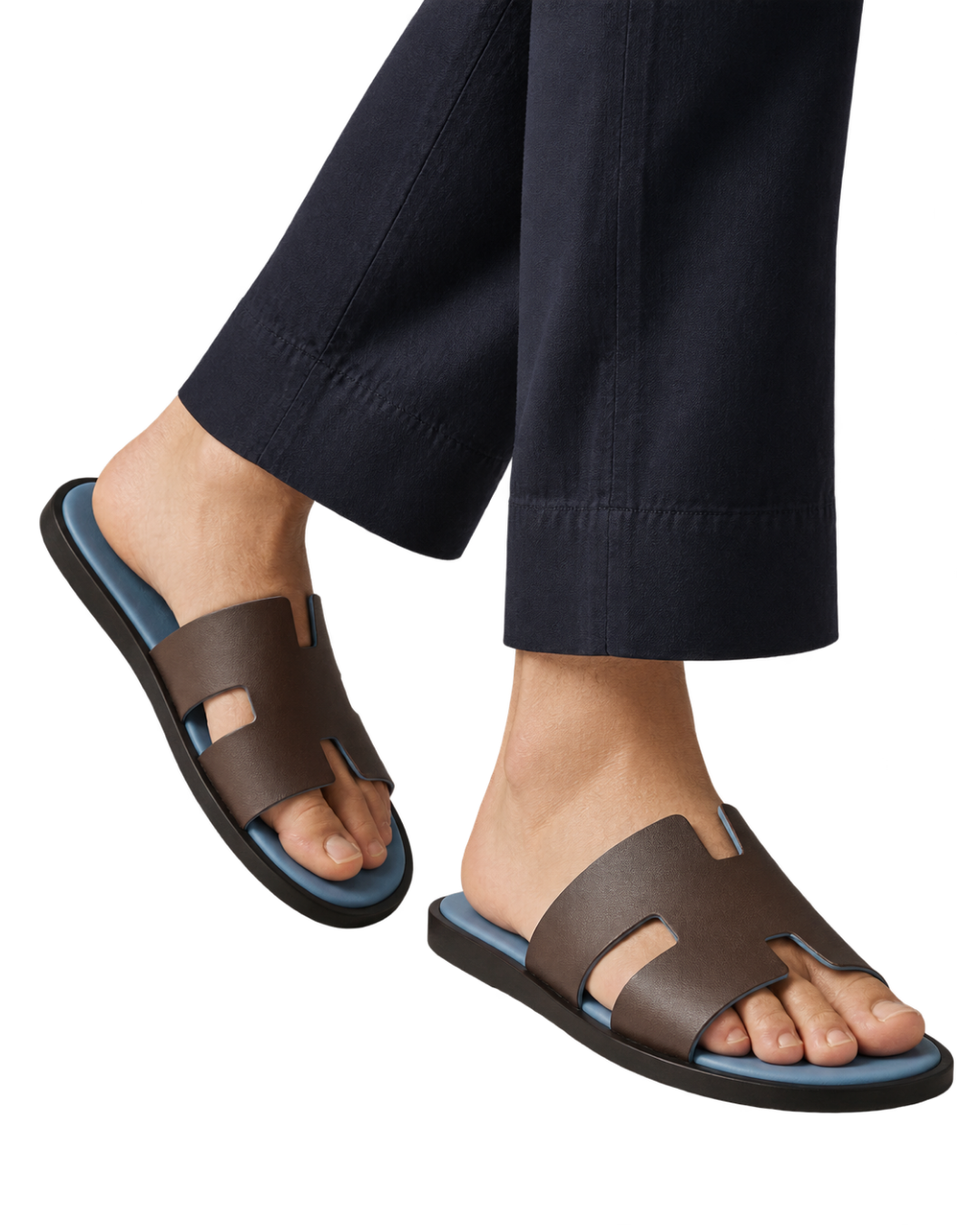 Izmir sandal in Moka / Bleu Jean