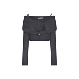 JACQUEMUS Camargue cold-shoulder ruched wool-crepe top