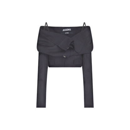 JACQUEMUS Camargue cold-shoulder ruched wool-crepe top