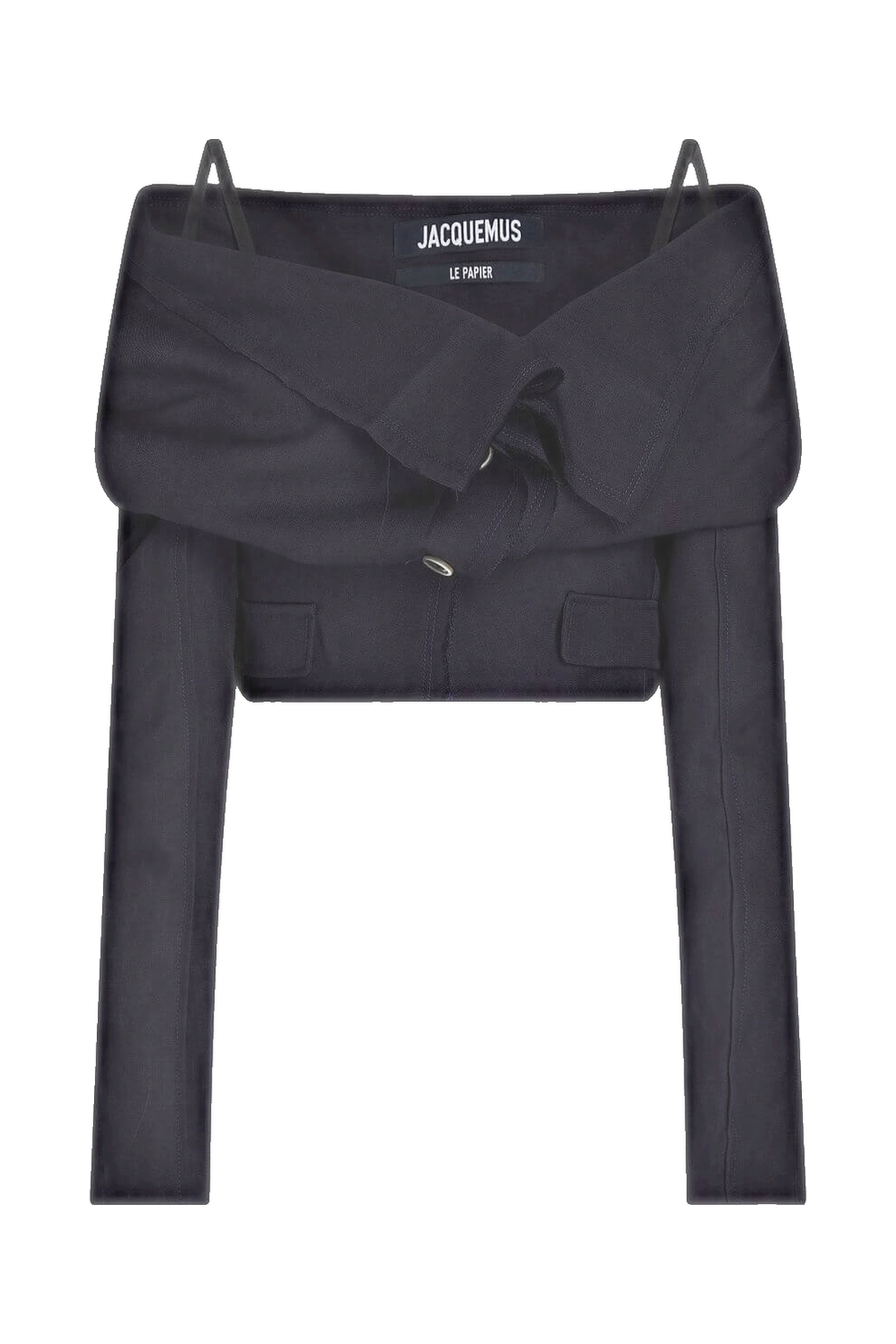 JACQUEMUS Camargue cold-shoulder ruched wool-crepe top