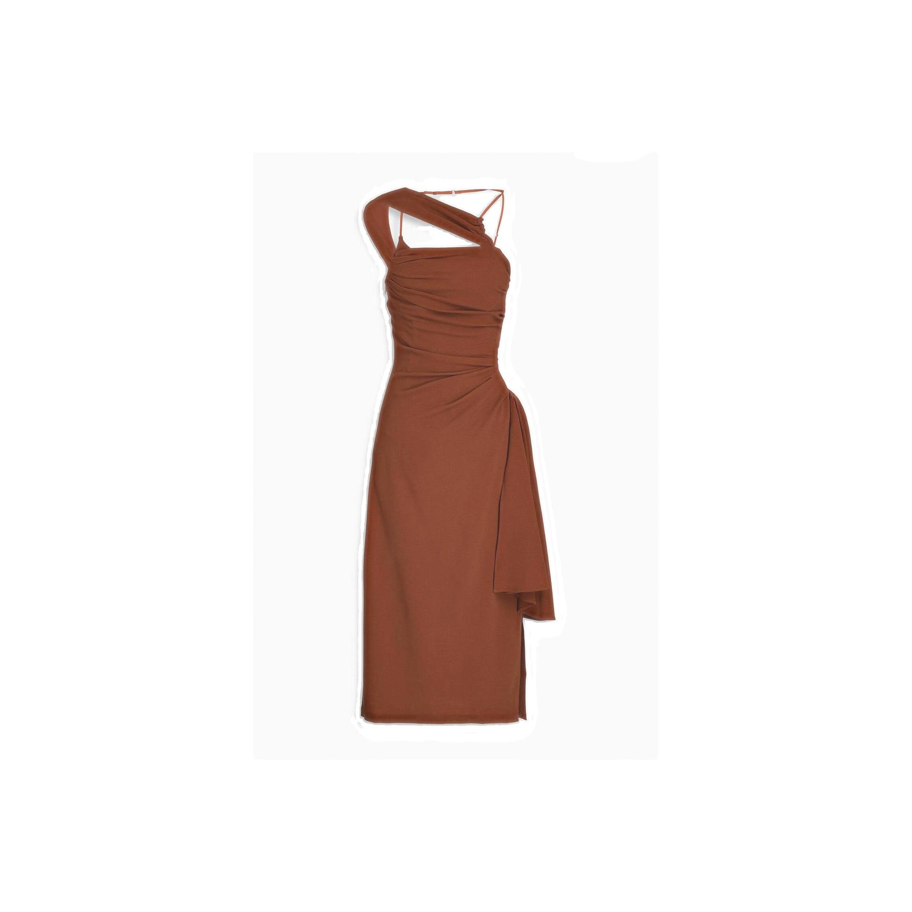 JACQUEMUS Cutout draped wool-blend crepe midi dress