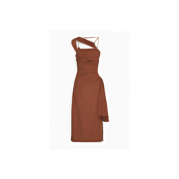 JACQUEMUS Cutout draped wool-blend crepe midi dress