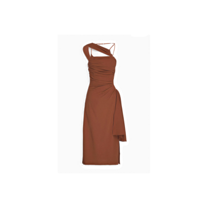 JACQUEMUS Cutout draped wool-blend crepe midi dress
