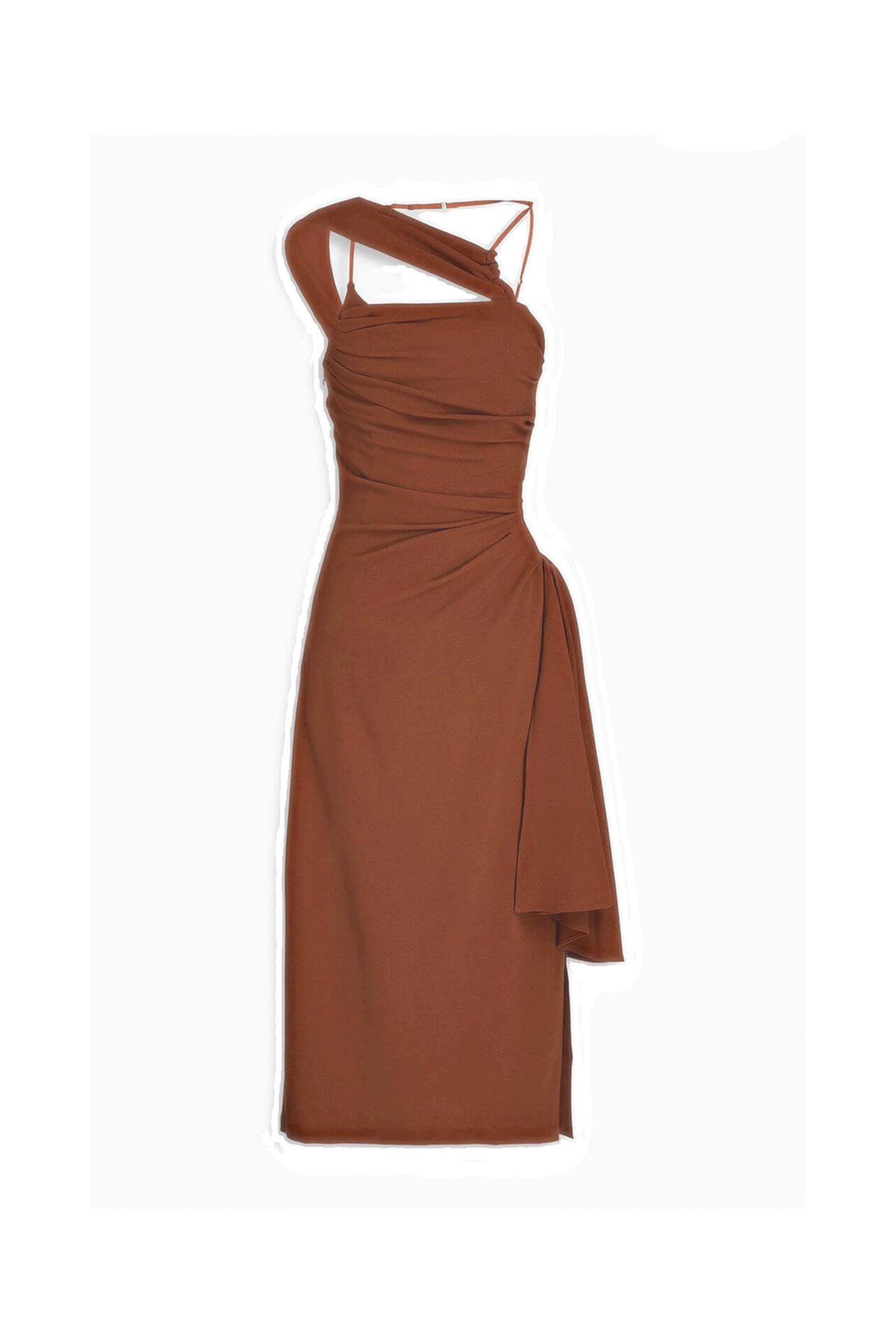 JACQUEMUS Cutout draped wool-blend crepe midi dress