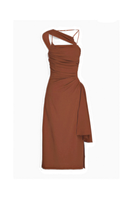 JACQUEMUS Cutout draped wool-blend crepe midi dress