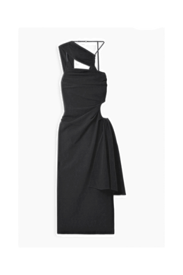 JACQUEMUS Cutout draped wool-blend crepe midi dress