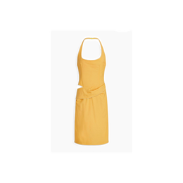 JACQUEMUS Hielo cutout draped wool-blend halterneck dress