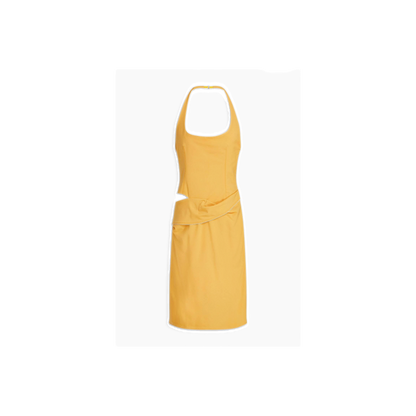 JACQUEMUS Hielo cutout draped wool-blend halterneck dress