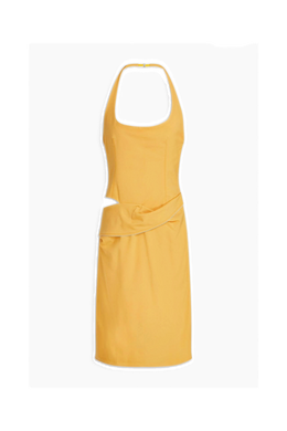 JACQUEMUS Hielo cutout draped wool-blend halterneck dress