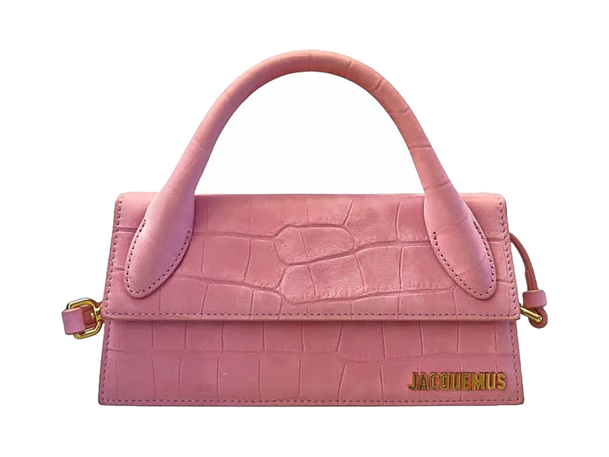 Jacquemus Pink Croc-Embossed Le Chiquito Long Crossbody Bag