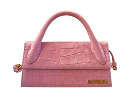 Jacquemus Pink Croc-Embossed Le Chiquito Long Crossbody Bag