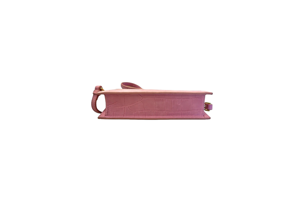 Jacquemus Pink Croc-Embossed Le Chiquito Long Crossbody Bag