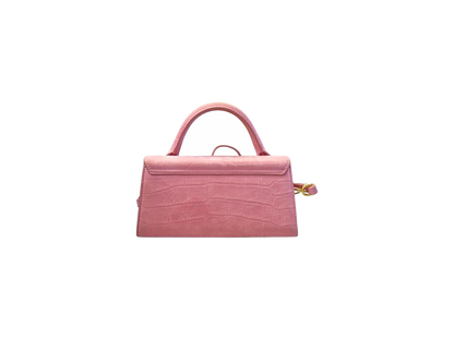 Jacquemus Pink Croc-Embossed Le Chiquito Long Crossbody Bag